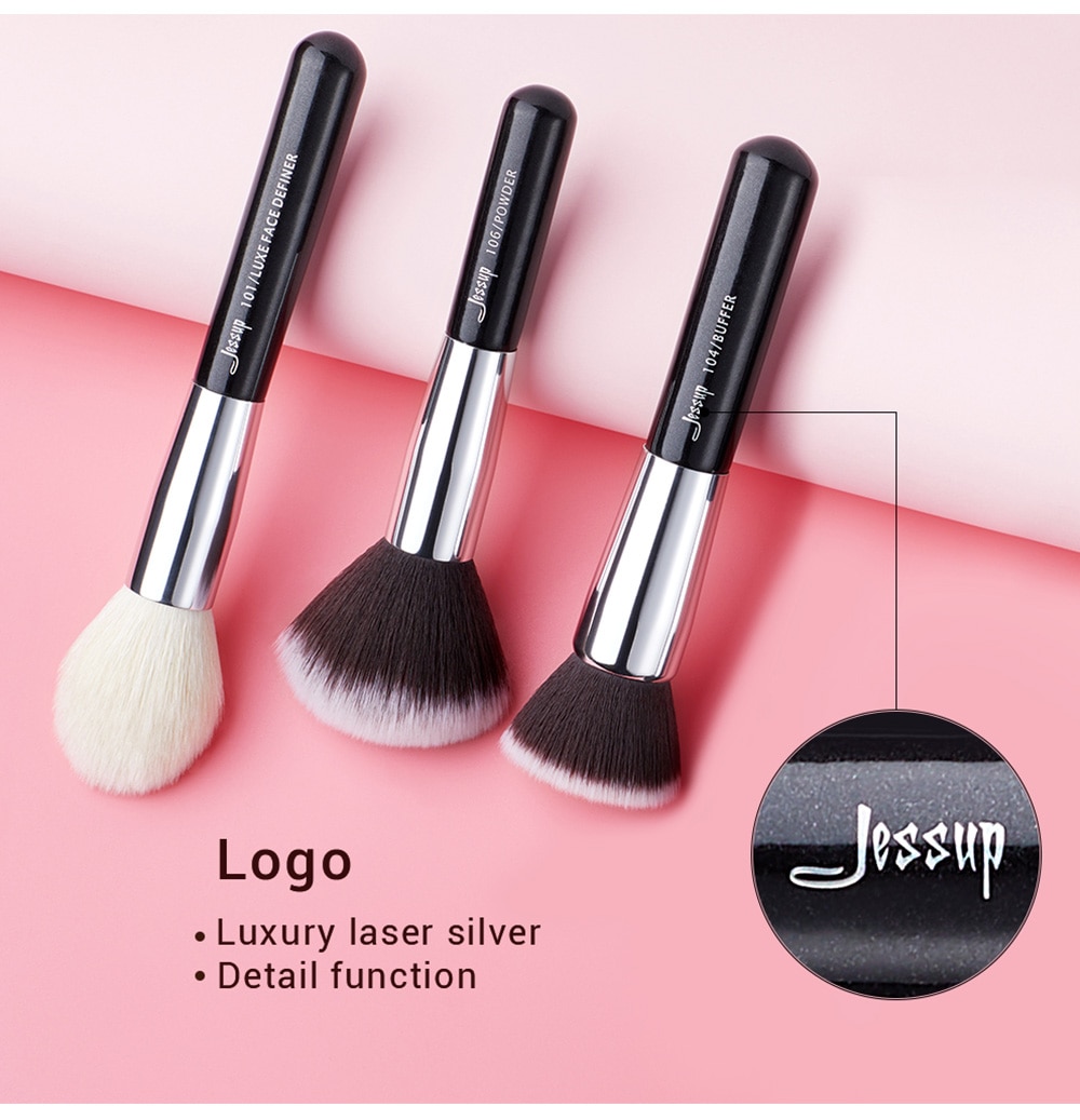 Jessup Makeup brushes set Black/Silver Professional with Natural Hair Foundation Powder Eyeshadow Make up Brush Blush 6pcs-25pcs
