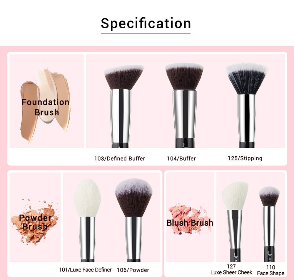 Jessup Makeup brushes set Black/Silver Professional with Natural Hair Foundation Powder Eyeshadow Make up Brush Blush 6pcs-25pcs