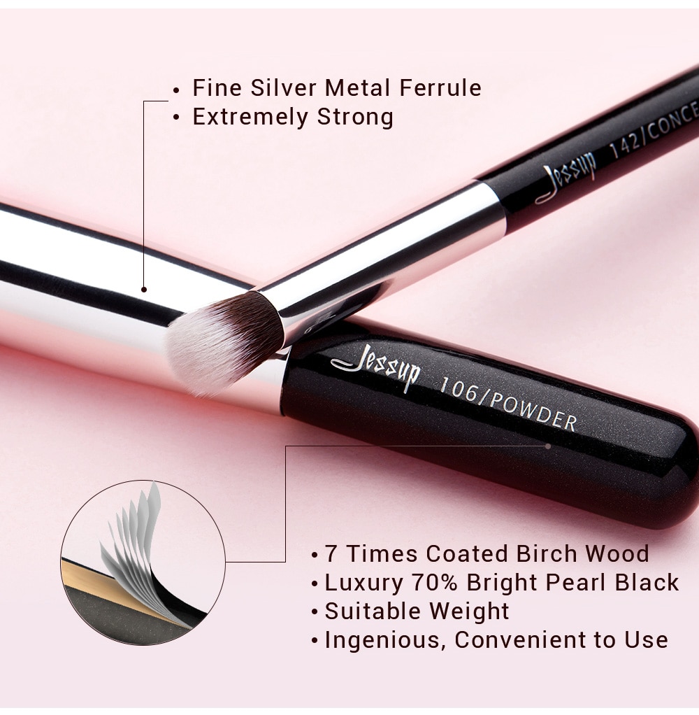 Jessup Makeup brushes set Black/Silver Professional with Natural Hair Foundation Powder Eyeshadow Make up Brush Blush 6pcs-25pcs