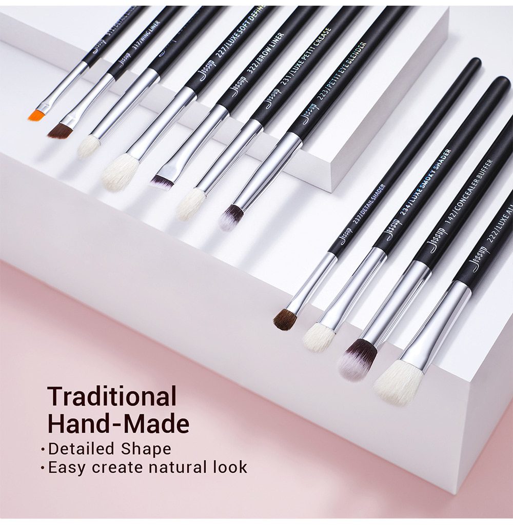 Jessup Makeup brushes set Black/Silver Professional with Natural Hair Foundation Powder Eyeshadow Make up Brush Blush 6pcs-25pcs