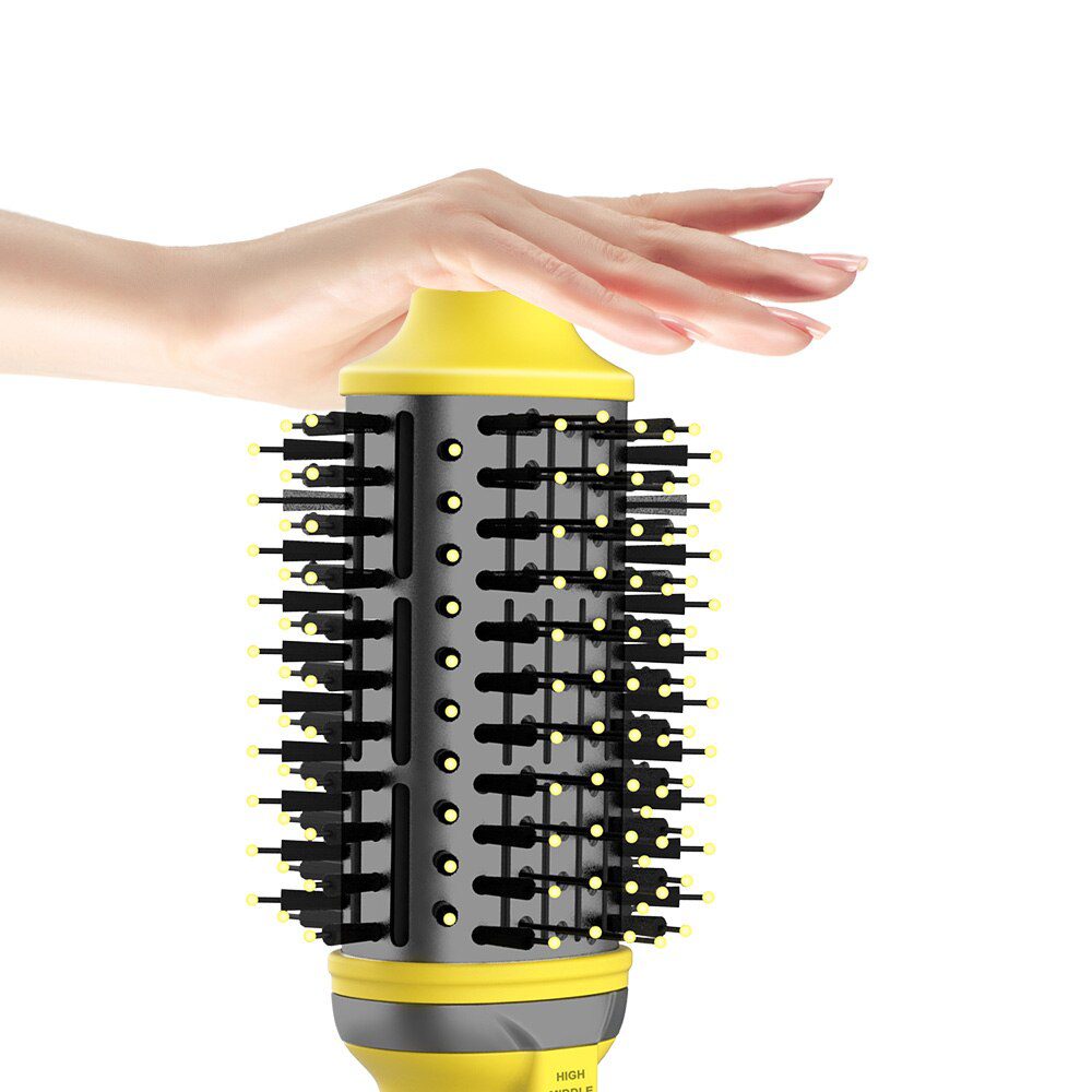 Dropshipping 2 IN 1 One Step Hair Dryer Hot Air Brush Hair Straightener Curler Comb Roller Electric Ion Blow Dryer Brush