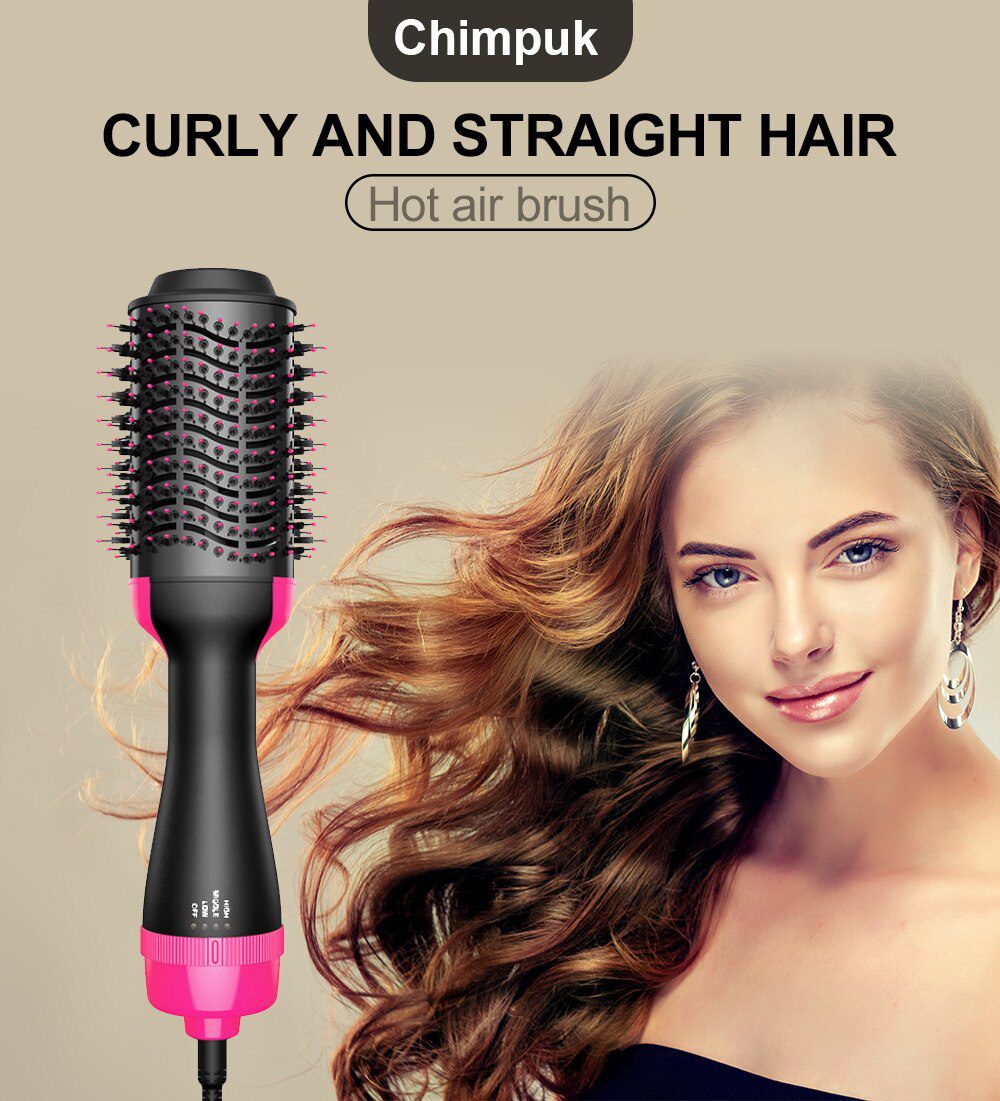 Dropshipping 2 IN 1 One Step Hair Dryer Hot Air Brush Hair Straightener Curler Comb Roller Electric Ion Blow Dryer Brush