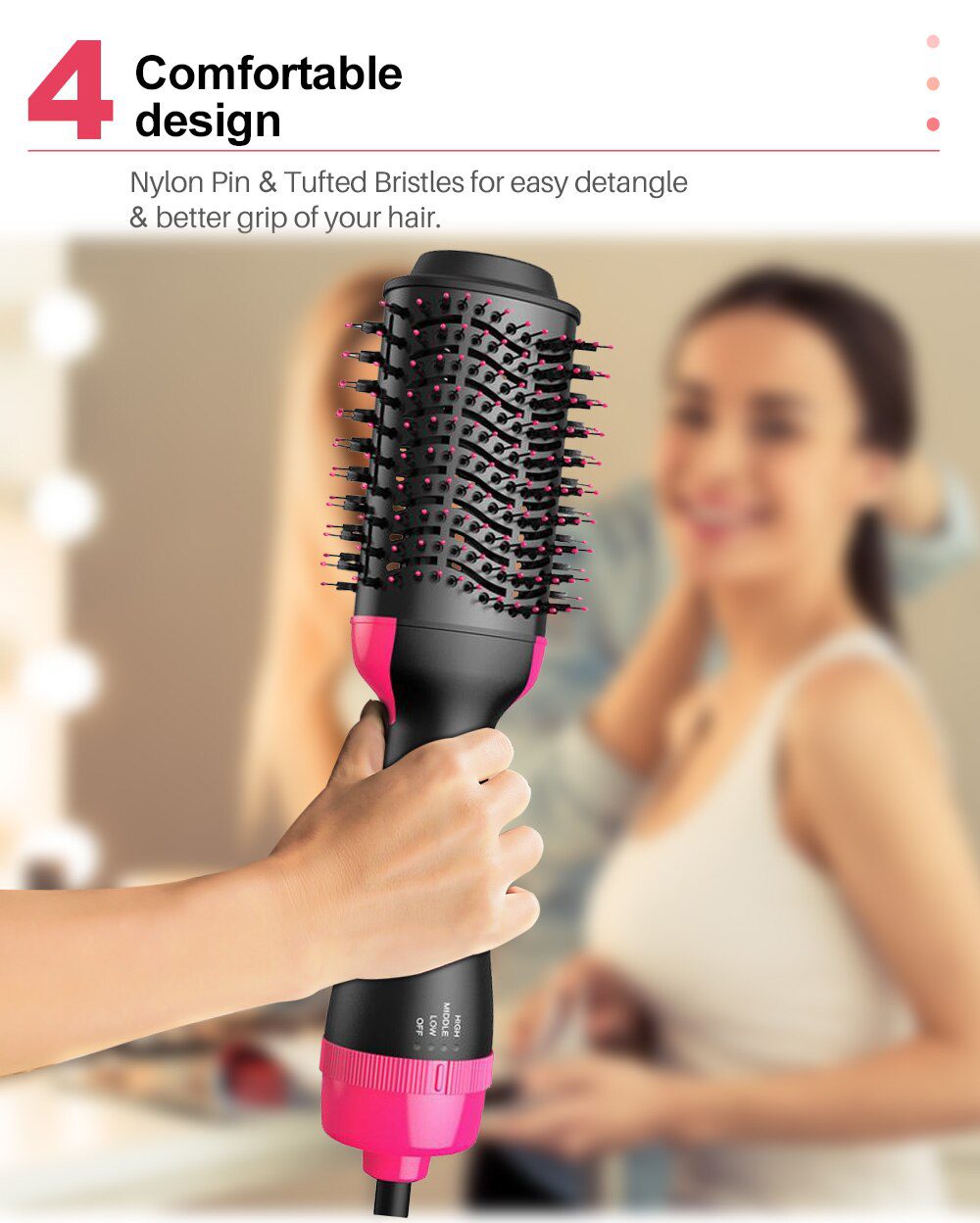 Dropshipping 2 IN 1 One Step Hair Dryer Hot Air Brush Hair Straightener Curler Comb Roller Electric Ion Blow Dryer Brush