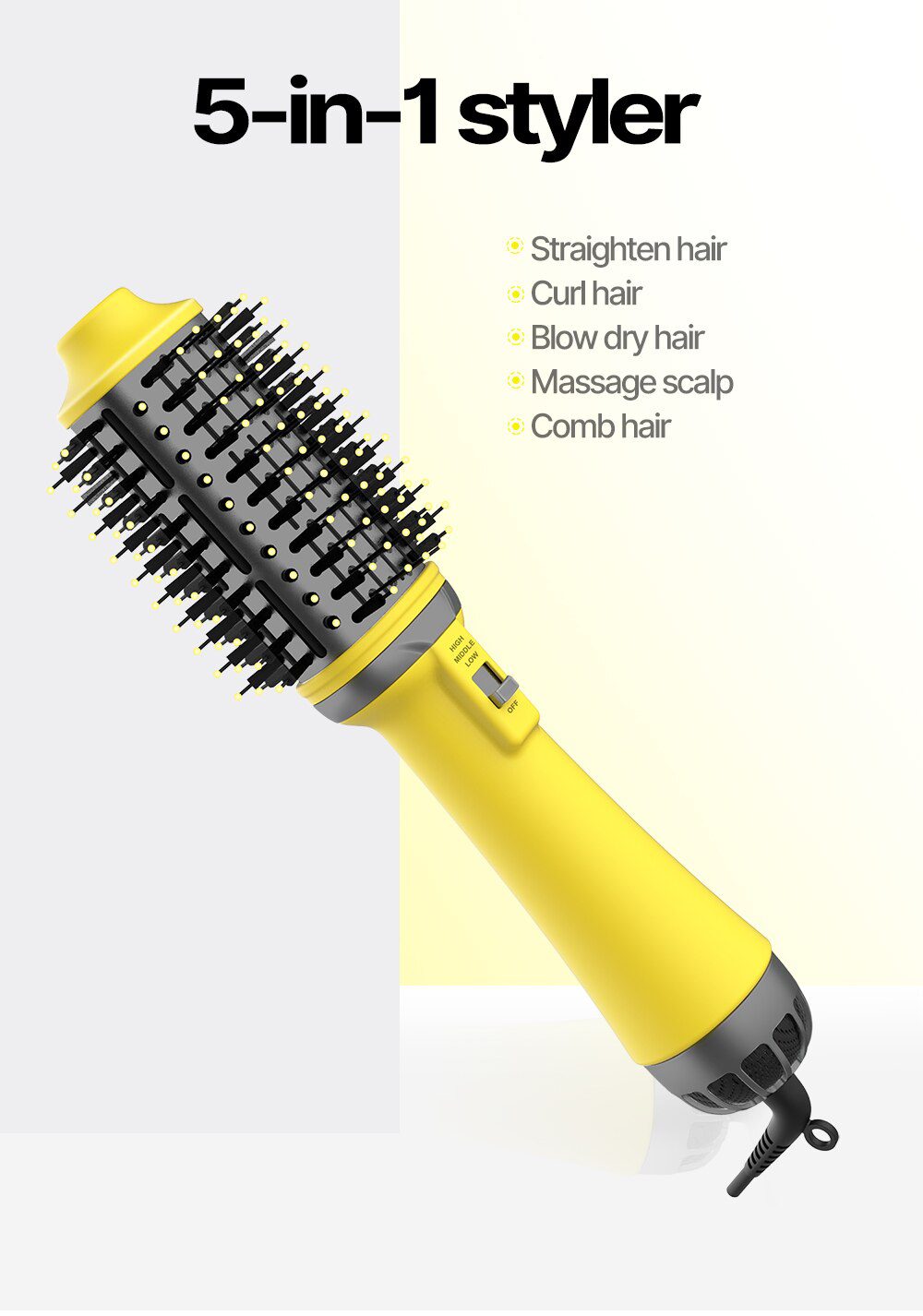 Dropshipping 2 IN 1 One Step Hair Dryer Hot Air Brush Hair Straightener Curler Comb Roller Electric Ion Blow Dryer Brush