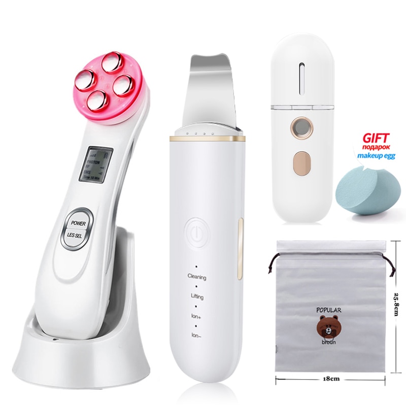 Ultrasonic Skin Scrubber Facial Cleansing Peeling Machine Blackhead Remover Pore Cleaner EMS LED Anti Aging Facial Massager EMS