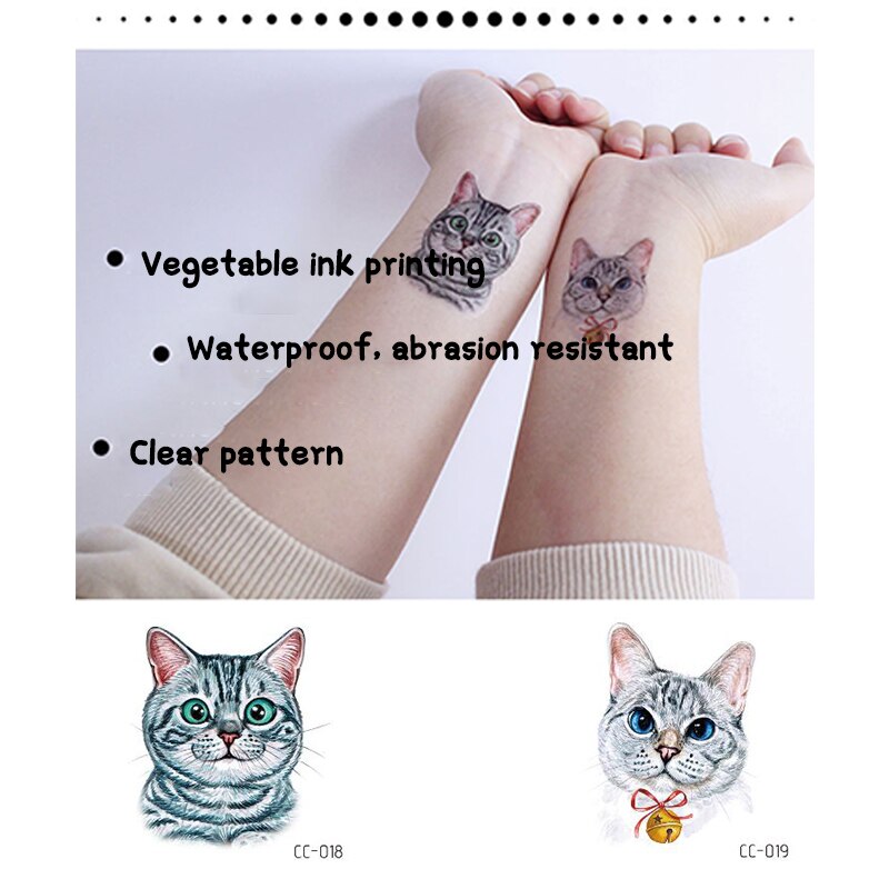 1PCS Fashion children Girl animal Temporary tattoo stickers Cute Cat Cartoon Temporary waterproof Tattoo Sticker TSLM1
