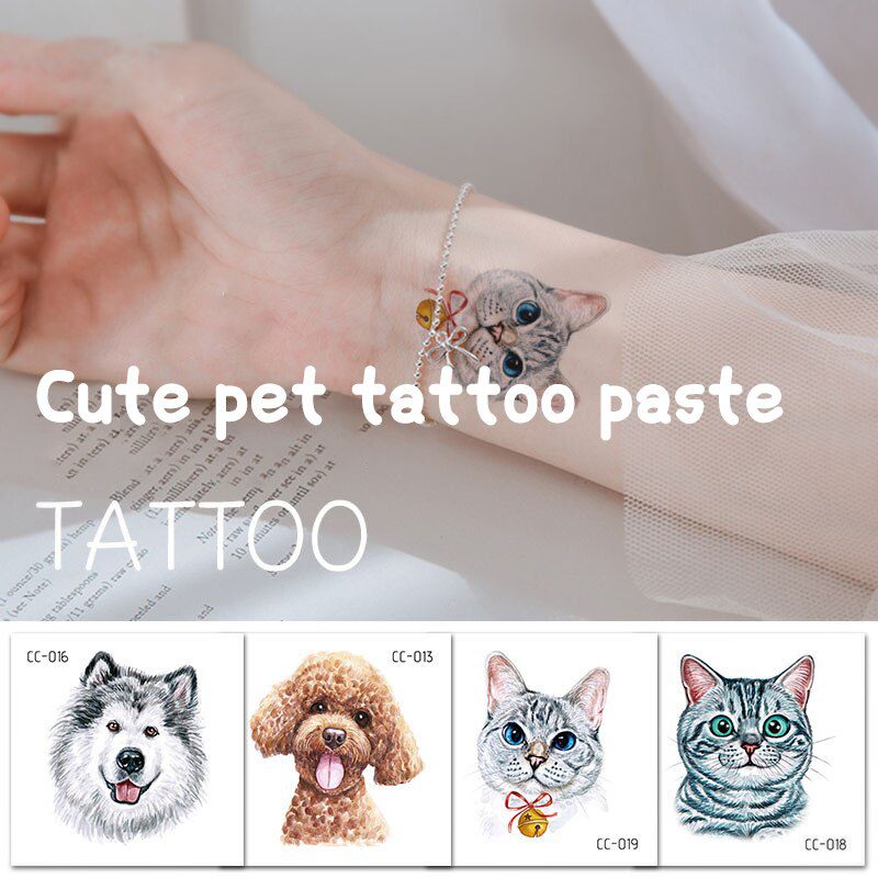 1PCS Fashion children Girl animal Temporary tattoo stickers Cute Cat Cartoon Temporary waterproof Tattoo Sticker TSLM1