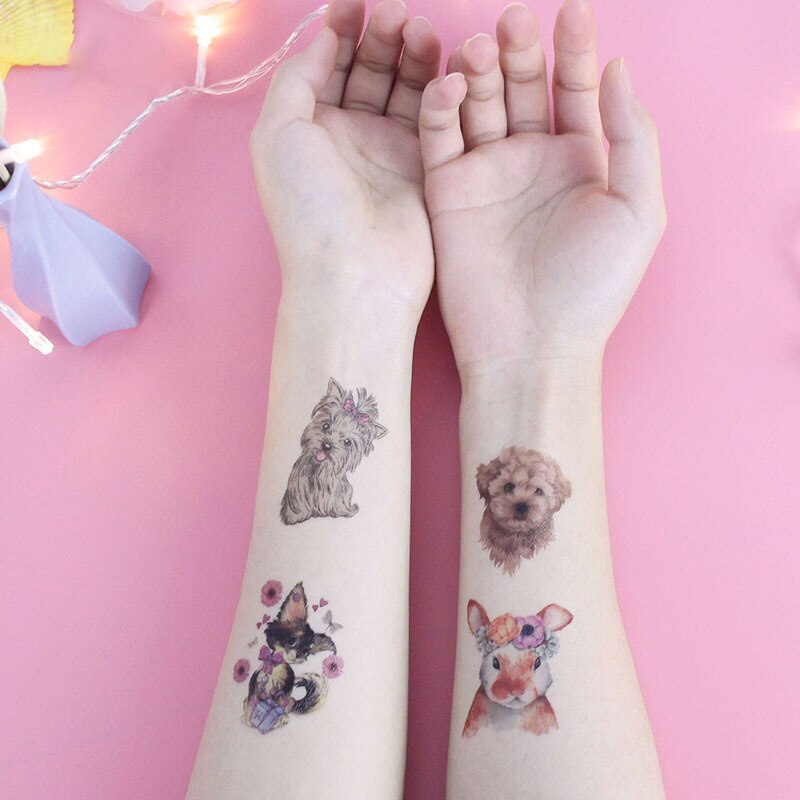 1PCS Fashion children Girl animal Temporary tattoo stickers Cute Cat Cartoon Temporary waterproof Tattoo Sticker TSLM1