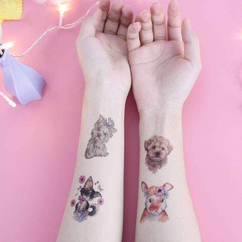 1PCS Fashion children Girl animal Temporary tattoo stickers Cute Cat Cartoon Temporary waterproof Tattoo Sticker TSLM1