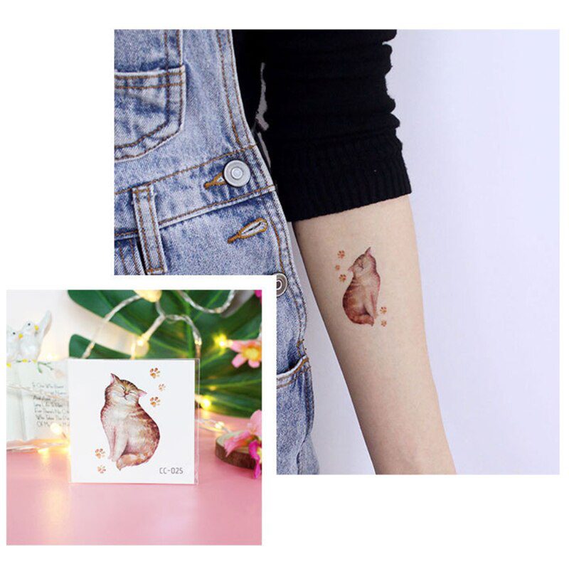 1PCS Fashion children Girl animal Temporary tattoo stickers Cute Cat Cartoon Temporary waterproof Tattoo Sticker TSLM1