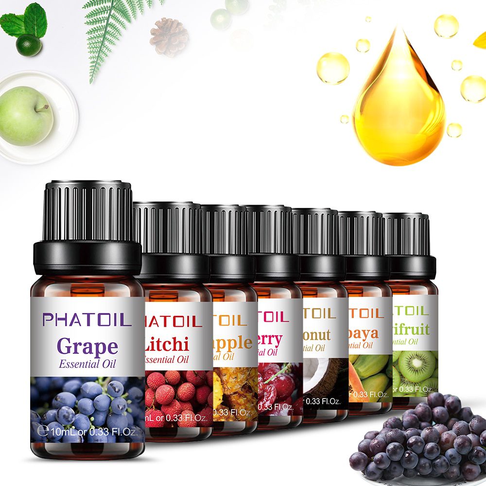 10ml Pure Fruit Fragrance Oil Diffuser Essential Oils Strawberry Mango Pineapple Coconut Flavoring Oil for Candle Soap Making