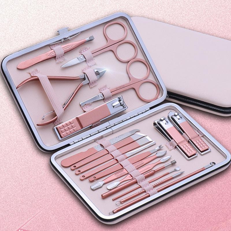 18/16/12/10/7pcs New Manicure Stainless Steel Nail Clippers Pedicure Set Portable Travel Hygiene Kit Nail Cutter Tool Set