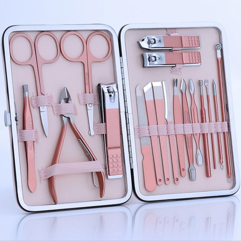18/16/12/10/7pcs New Manicure Stainless Steel Nail Clippers Pedicure Set Portable Travel Hygiene Kit Nail Cutter Tool Set