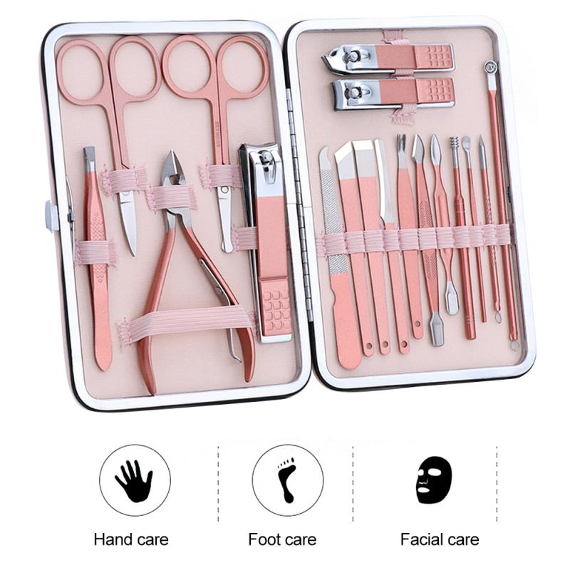 18/16/12/10/7pcs New Manicure Stainless Steel Nail Clippers Pedicure Set Portable Travel Hygiene Kit Nail Cutter Tool Set