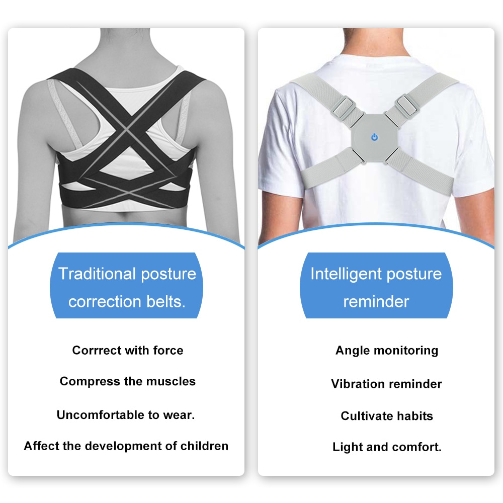 Aptoco Adjustable Smart Back Posture Corrector Back Intelligent Brace Support Belt Shoulder Training Belt Correction Spine Back