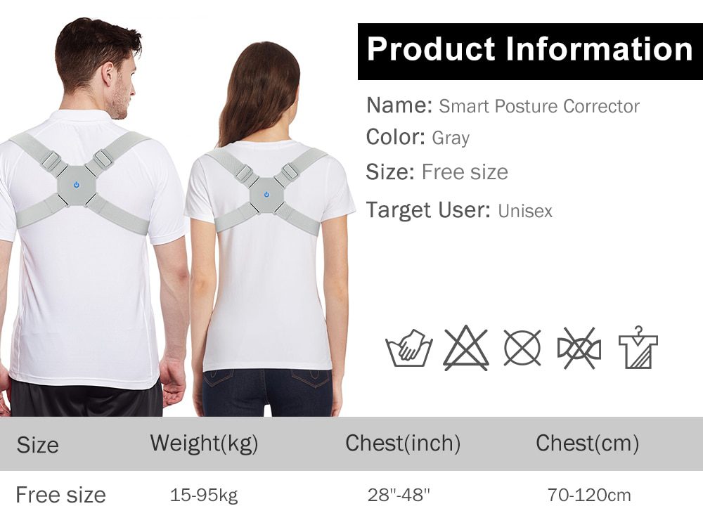 Aptoco Adjustable Smart Back Posture Corrector Back Intelligent Brace Support Belt Shoulder Training Belt Correction Spine Back