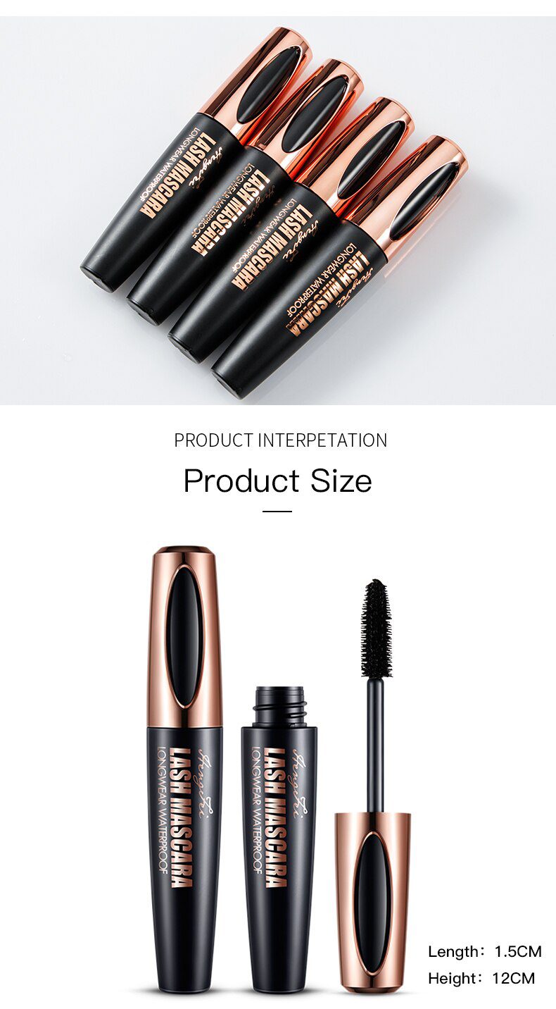 4d silk fiber mascara waterproof and easy to dry natural soft long eyelash makeup mascara black thick eyelash cosmetics