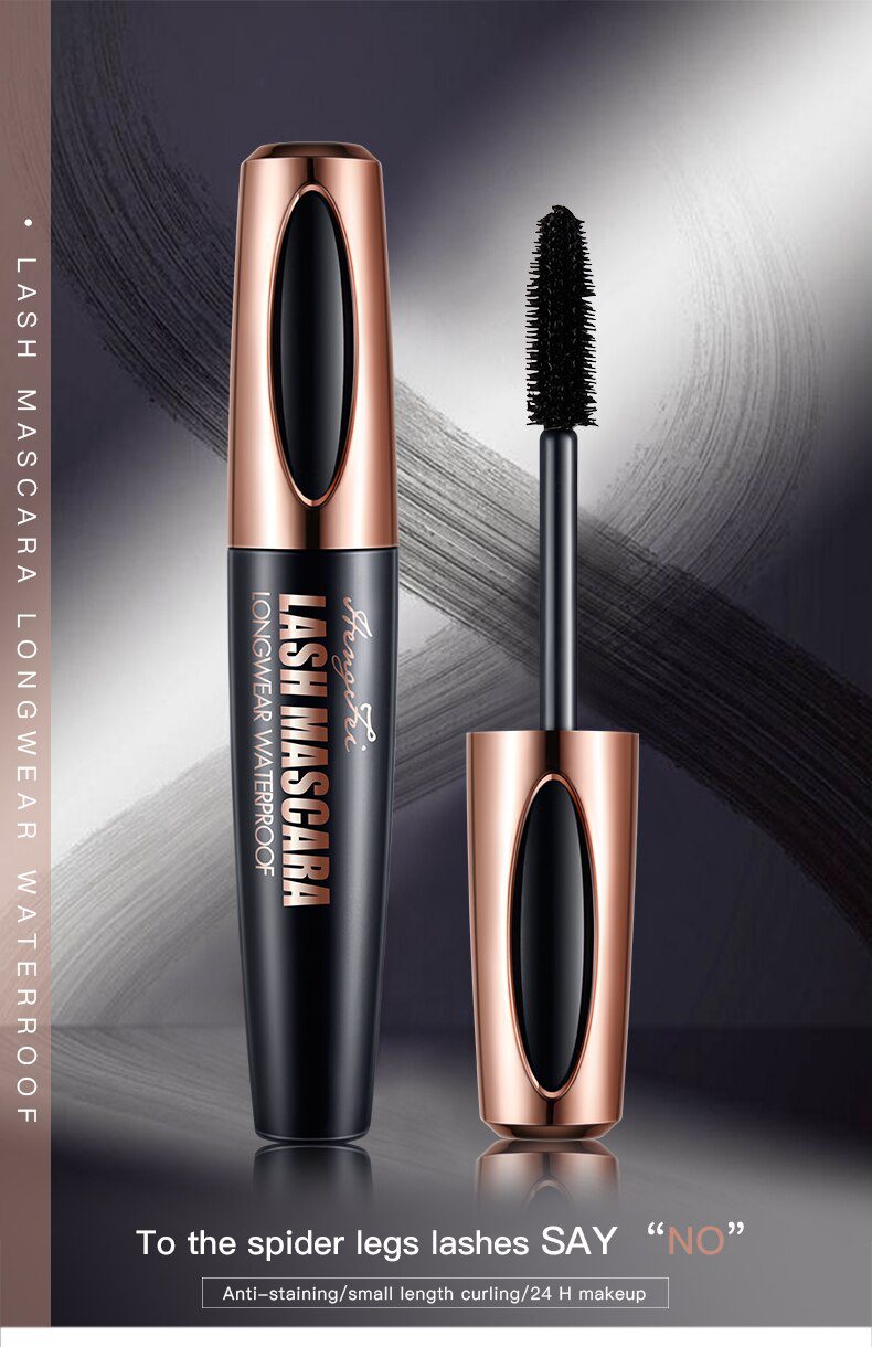 4d silk fiber mascara waterproof and easy to dry natural soft long eyelash makeup mascara black thick eyelash cosmetics