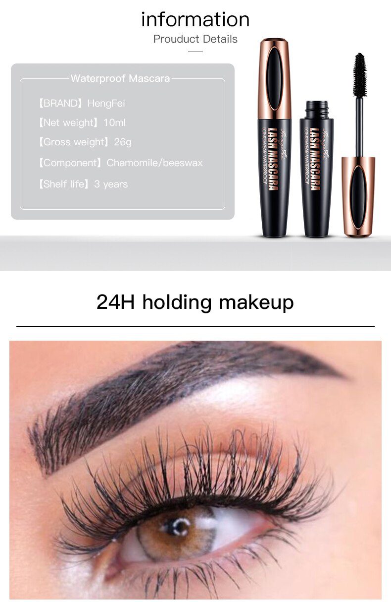 4d silk fiber mascara waterproof and easy to dry natural soft long eyelash makeup mascara black thick eyelash cosmetics