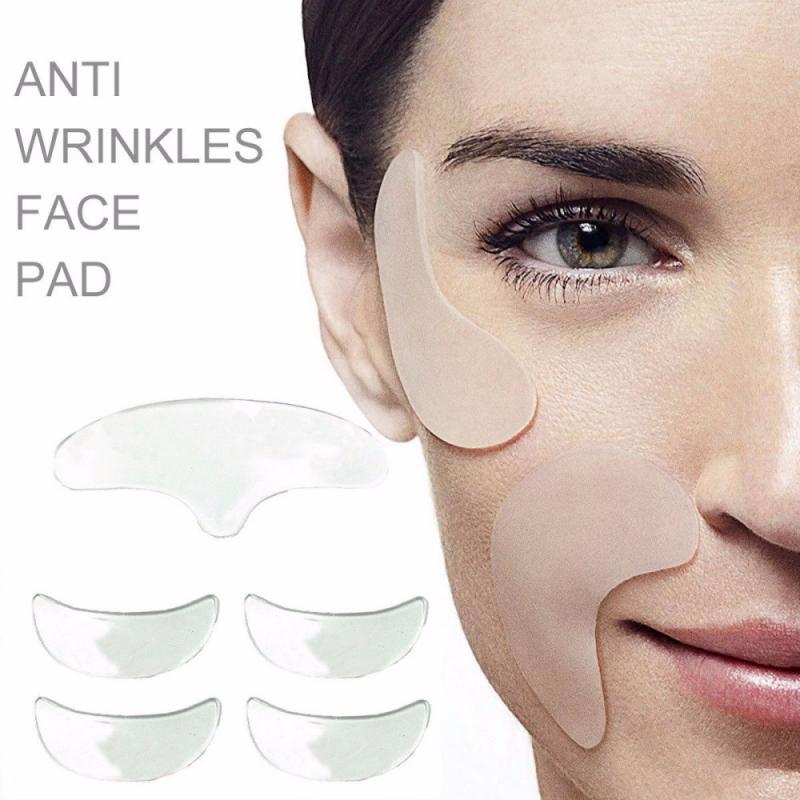 5Pcs/bag Anti Wrinkle Eye Face Pad Reusable Face Lifting Silicone Overnight Invisible Remove Lines Facial Beauty Tool TSLM1