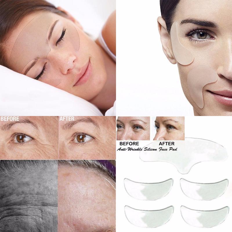 5Pcs/bag Anti Wrinkle Eye Face Pad Reusable Face Lifting Silicone Overnight Invisible Remove Lines Facial Beauty Tool TSLM1