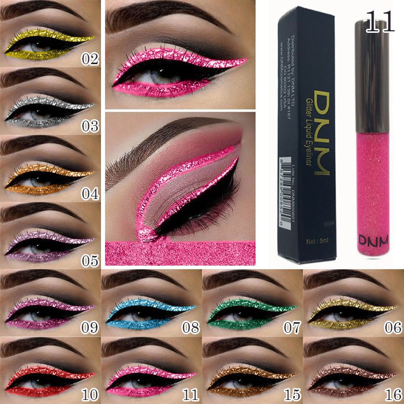 16 Color flash Liquid Eyeliner Glitter Waterproof Longlasting Makeup Eye Liner Gold Red Blue White Eyeliner Shiny Eyliner TSLM1