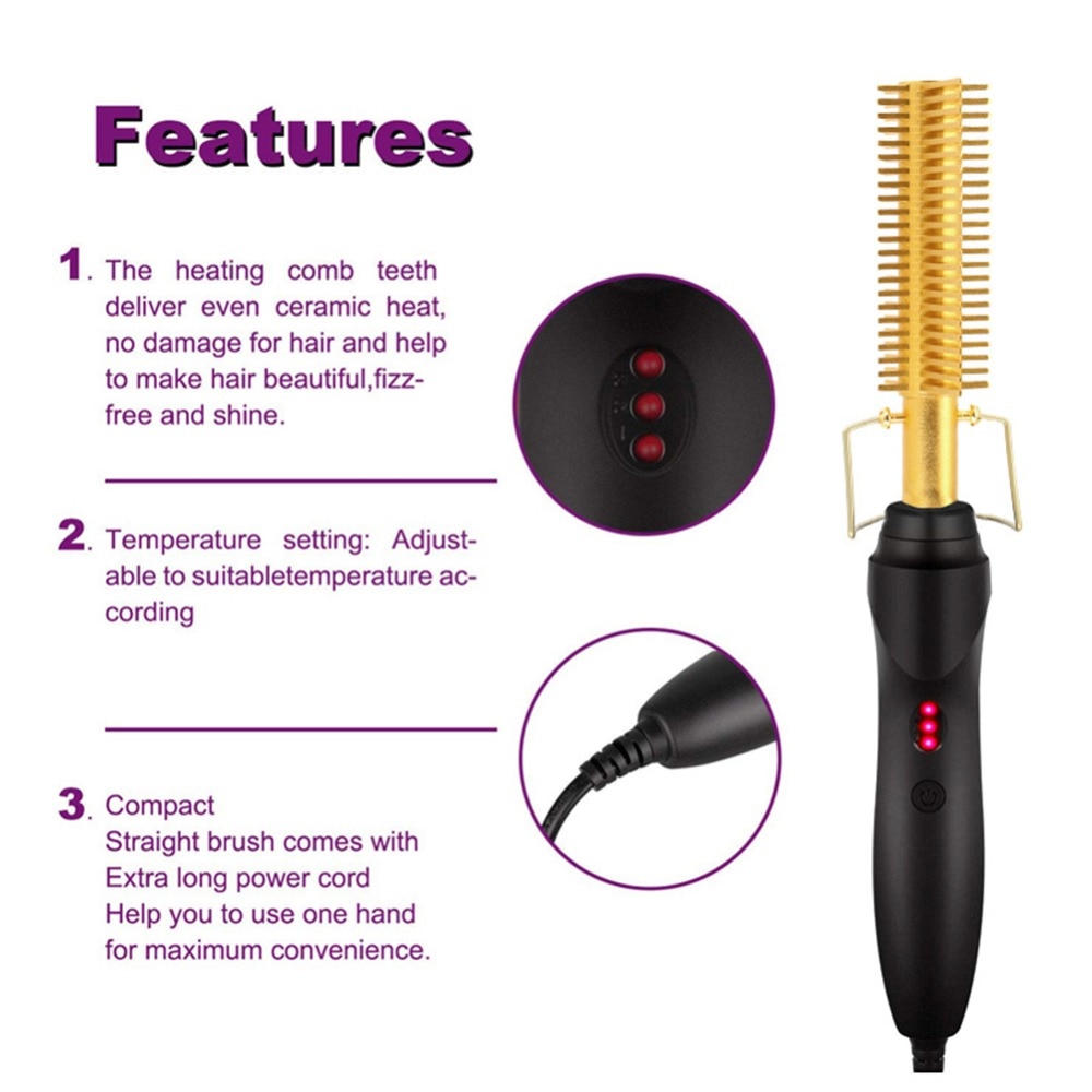 Hair Straightening Brush Straightener Flat Irons Hot Heating Comb Hair Straight Styler Corrugation Curling Iron Hair Curler Comb