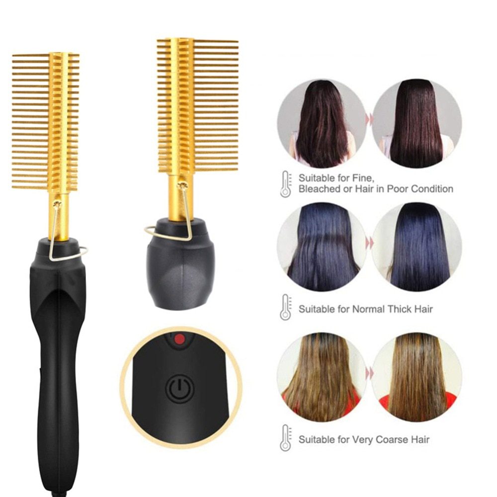 Hair Straightening Brush Straightener Flat Irons Hot Heating Comb Hair Straight Styler Corrugation Curling Iron Hair Curler Comb