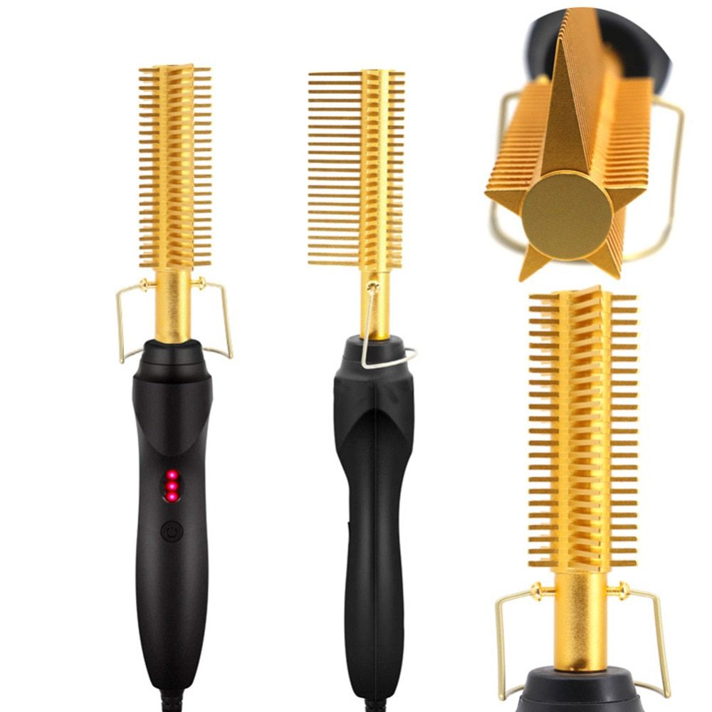 Hair Straightening Brush Straightener Flat Irons Hot Heating Comb Hair Straight Styler Corrugation Curling Iron Hair Curler Comb