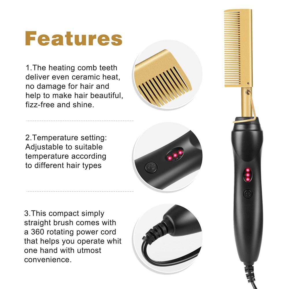 Hair Straightening Brush Straightener Flat Irons Hot Heating Comb Hair Straight Styler Corrugation Curling Iron Hair Curler Comb