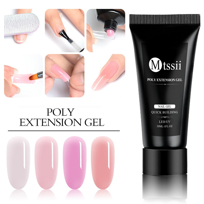 Mtssii 9pcs/kit US Warehouse Poly Extenstion Nail Gel Sets Nail Extension Polish Lamp Nail Brush Nail Primer Hard Jelly Acrylic