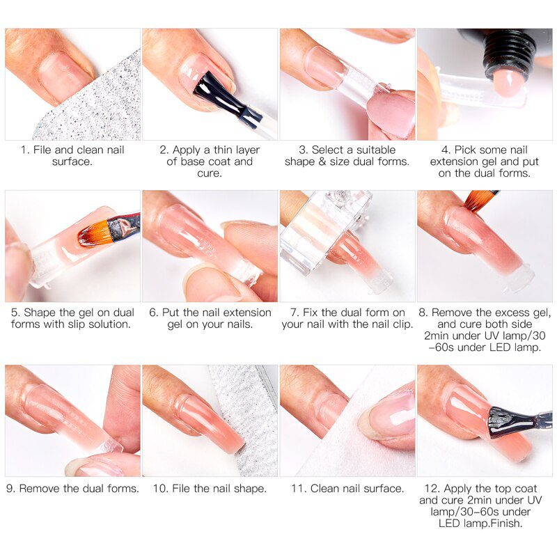 Mtssii 9pcs/kit US Warehouse Poly Extenstion Nail Gel Sets Nail Extension Polish Lamp Nail Brush Nail Primer Hard Jelly Acrylic