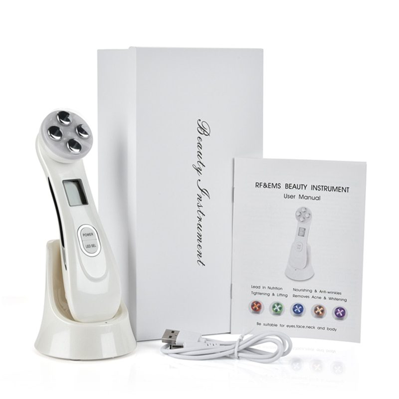 5 in 1 LED Skin Tightening Mesotherapy Facial LED Photon Skin Rejuvenation Anti Aging RF EMS Beauty Skin Care Tool Face Massage