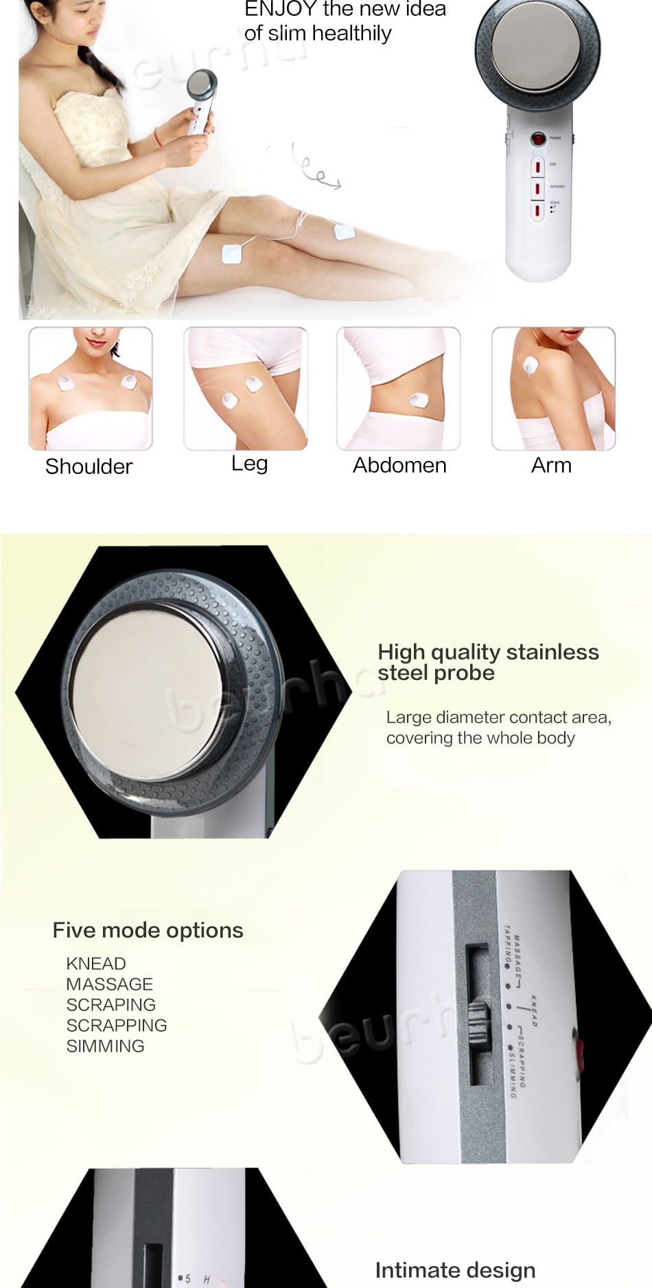 3 in 1 Facial Lifting EMS Infrared Ultrasonic Body Massager Device Ultrasound Slimming Fat Burner Cavitation Face Beauty Machine
