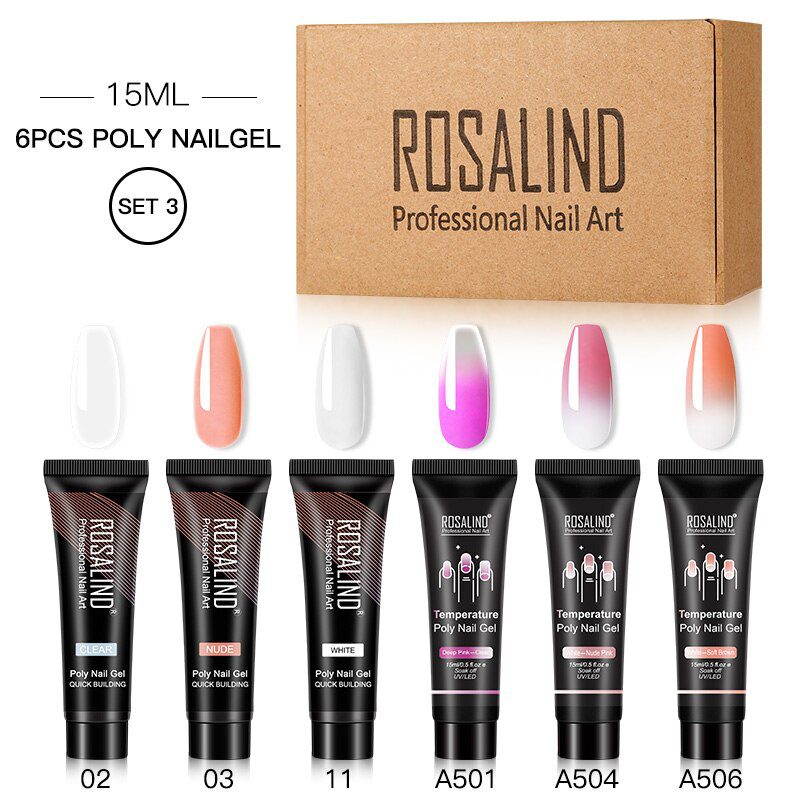 ROSALIND Poly Nail Gel Extension Nail Kit All For Manicure Gel Set Acrylic Solution Water Builder Gel Polish For Nail Art Design