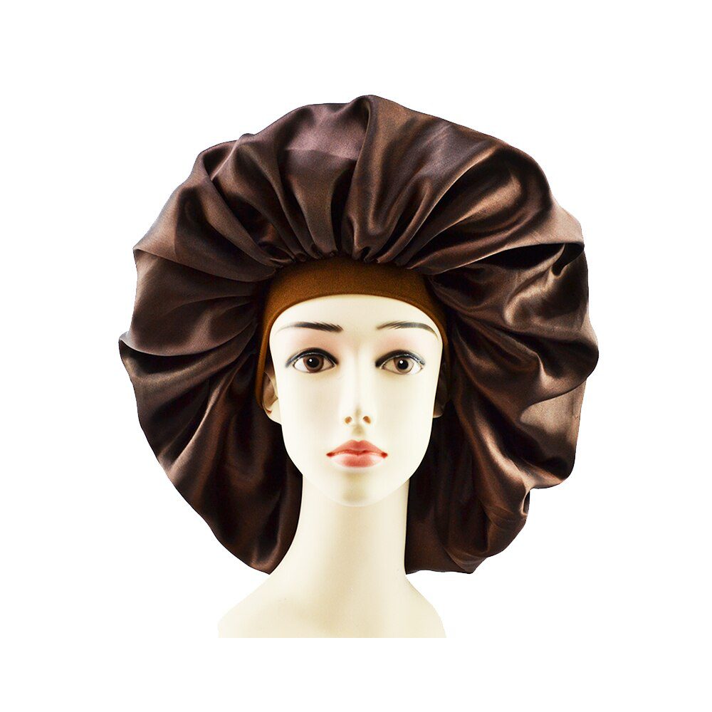 New Fashion Big Size Satin Silk Bonnet Sleep Night Cap Head Cover Bonnet Hat For Curly Springy Hair