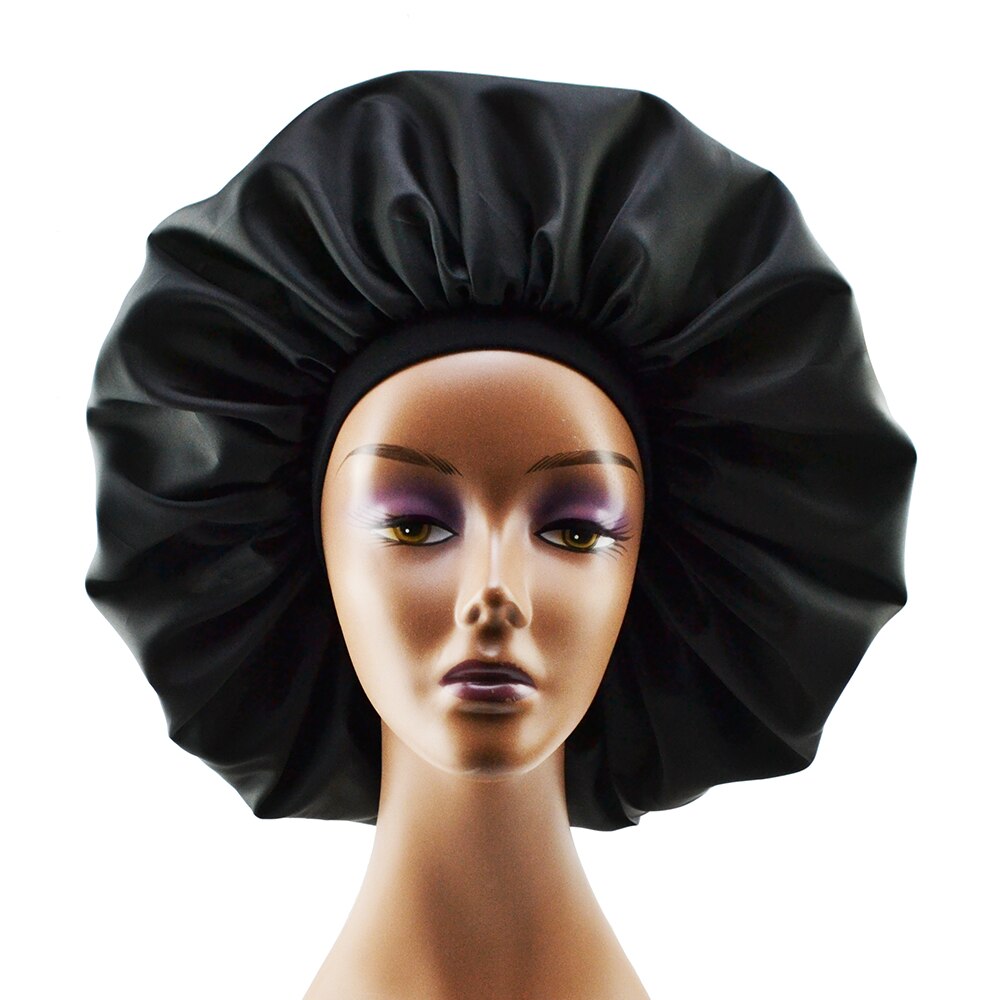 New Fashion Big Size Satin Silk Bonnet Sleep Night Cap Head Cover Bonnet Hat For Curly Springy Hair