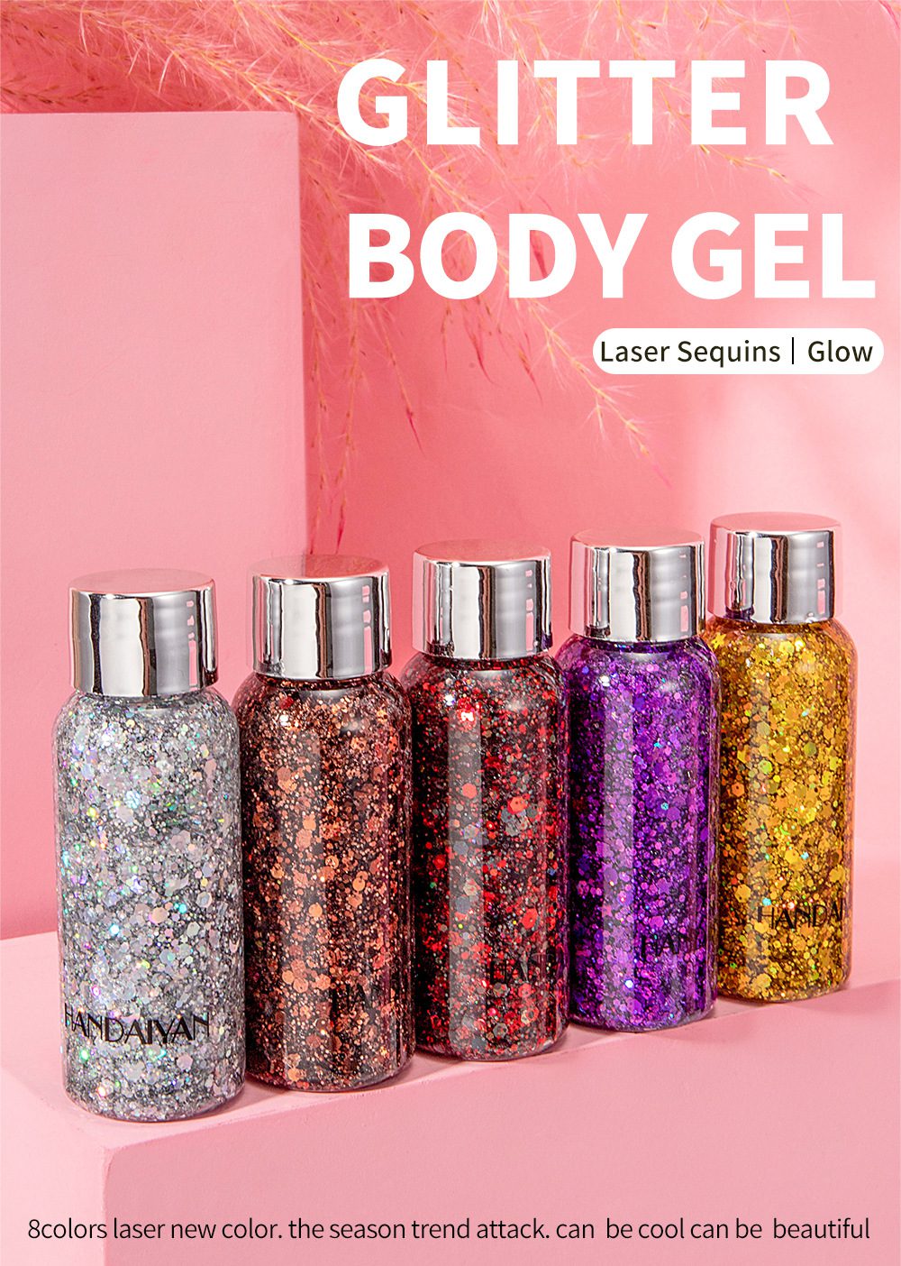 HANDAIYAN 8 Colors Glitter Shiny body Painting Eye Shadow Gel Cream
