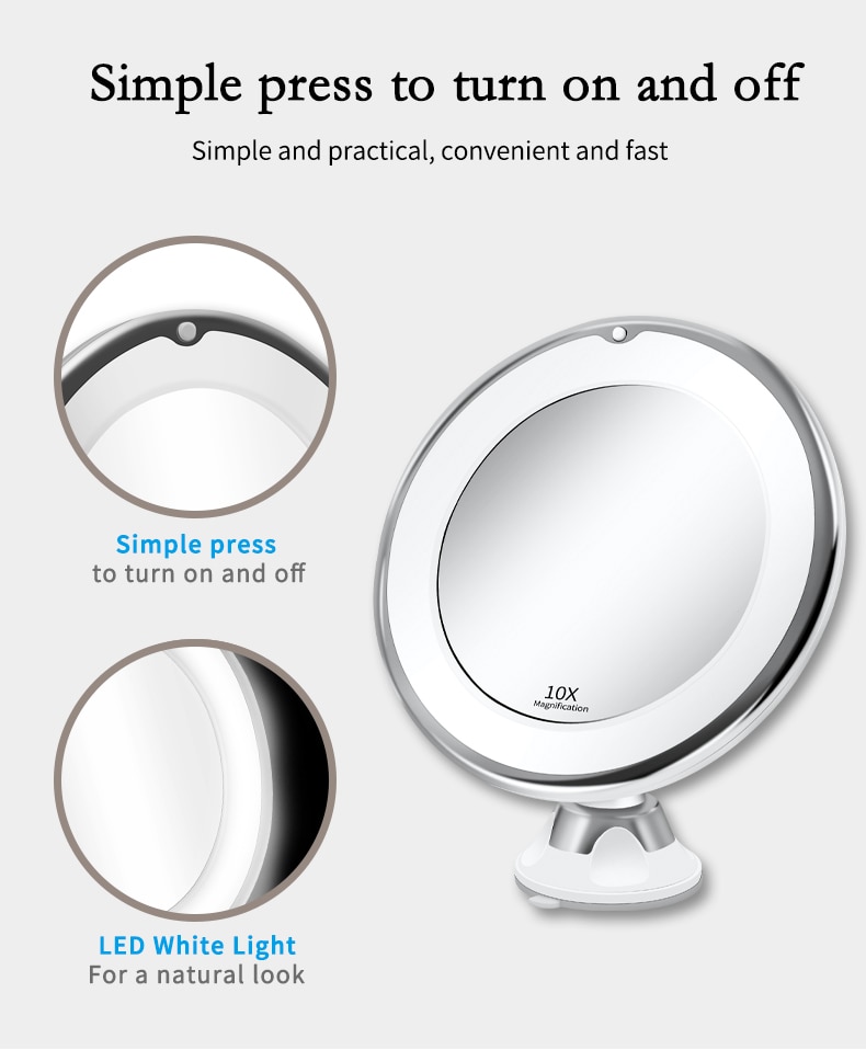 LED Mirror Light Makeup Mirror with Led Light Flexible 10X Magnifying Mirrors Light Cosmetic Miroir Dropshipping Vanity Mirrors