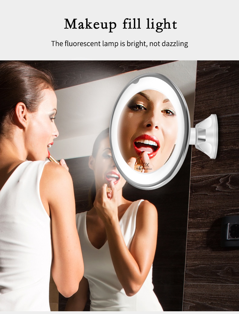 LED Mirror Light Makeup Mirror with Led Light Flexible 10X Magnifying Mirrors Light Cosmetic Miroir Dropshipping Vanity Mirrors