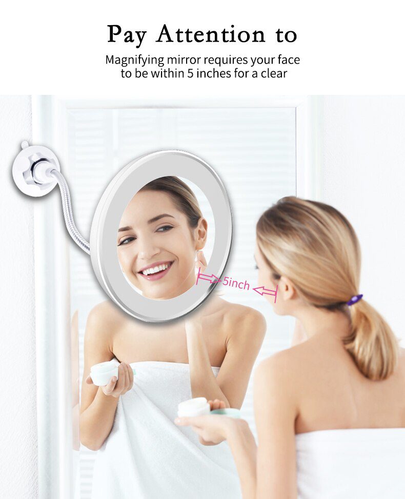 LED Mirror Light Makeup Mirror with Led Light Flexible 10X Magnifying Mirrors Light Cosmetic Miroir Dropshipping Vanity Mirrors