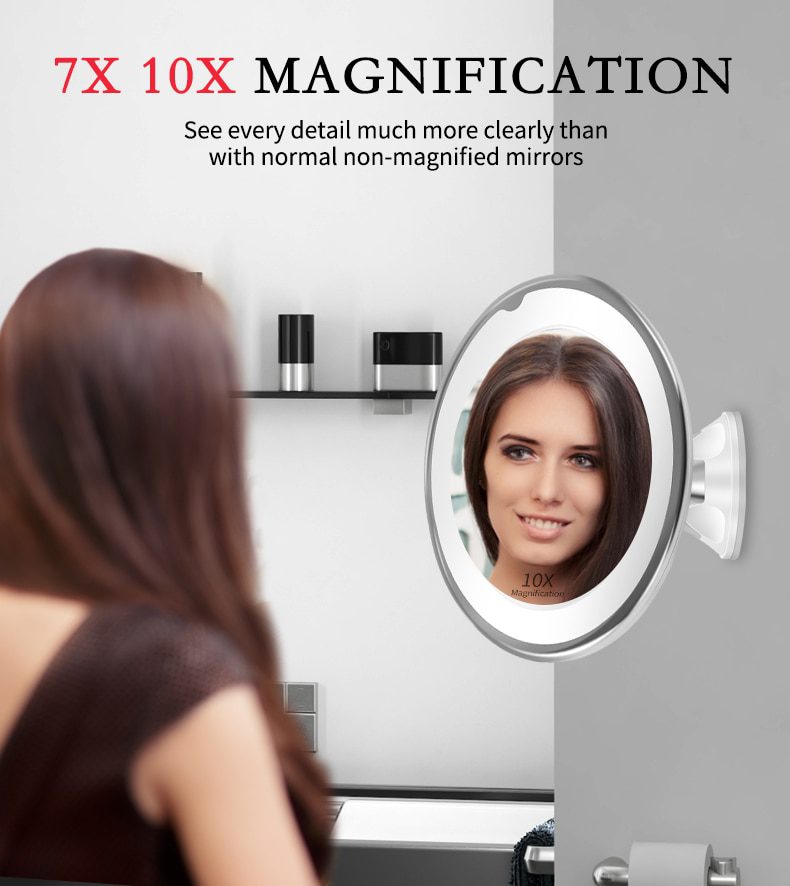 LED Mirror Light Makeup Mirror with Led Light Flexible 10X Magnifying Mirrors Light Cosmetic Miroir Dropshipping Vanity Mirrors