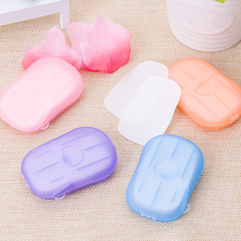 100Pcs/20Pcs Disposable Soap Paper Clean Scented Slice Foaming Box Mini Paper Soap For Outdoor Travel Use Random Color Dropship