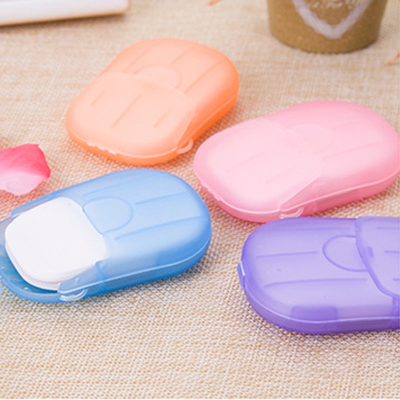 100Pcs/20Pcs Disposable Soap Paper Clean Scented Slice Foaming Box Mini Paper Soap For Outdoor Travel Use Random Color Dropship