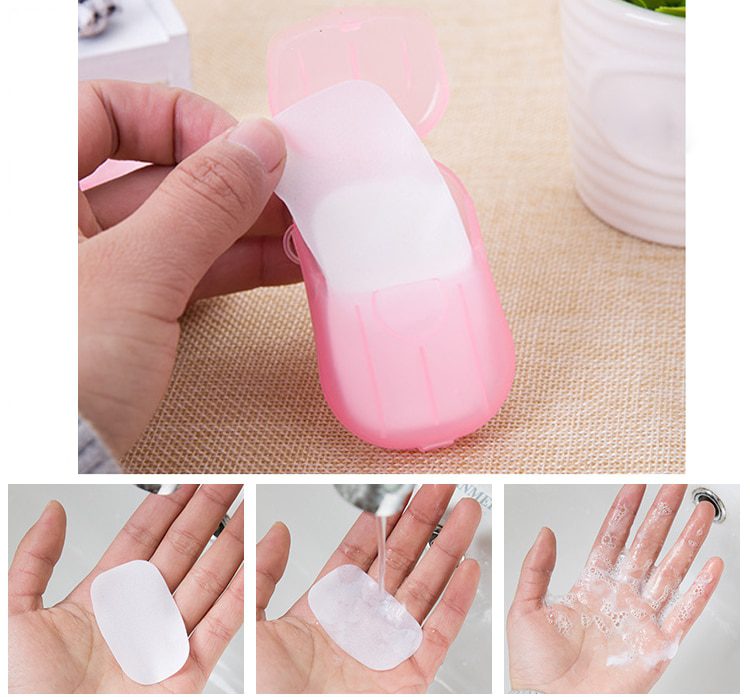 100Pcs/20Pcs Disposable Soap Paper Clean Scented Slice Foaming Box Mini Paper Soap For Outdoor Travel Use Random Color Dropship