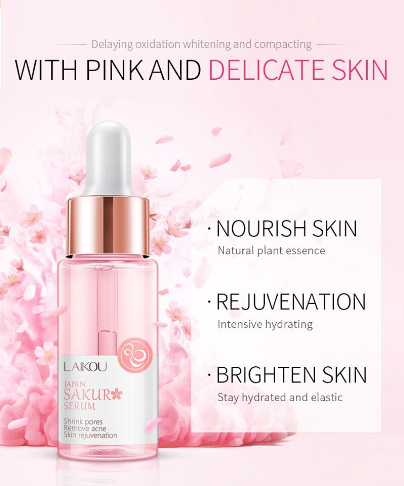 LAIKOU Serum Japan Sakura Essence Anti-Aging Hyaluronic Acid Pure 24K Gold Whitening Vitamin C Face Serum Face Skin Care TSLM1