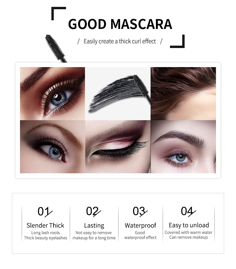 4D mascara waterproof mascara makeup eyelashes thick curling 4D silk fiber mascara professional cosmetics