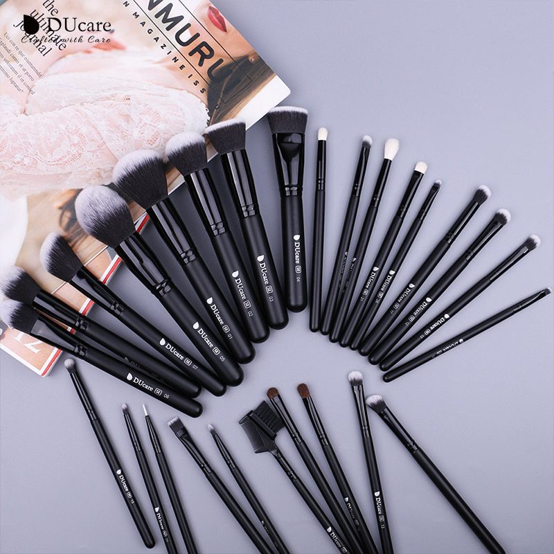 DUcare MakeUp Brushes Professional Natural Goat hair Makeup Brushes set Foundation Powder Concealer Contour Eyes Blending brush