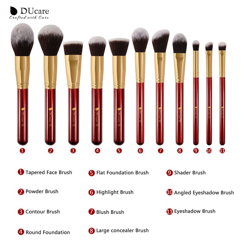 DUcare MakeUp Brushes Professional Natural Goat hair Makeup Brushes set Foundation Powder Concealer Contour Eyes Blending brush