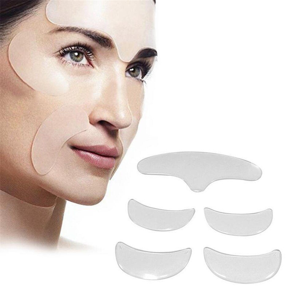 16 PCS/Set Reusable Silicone Anti-wrinkle Face Forehead Sticker Cheek Chin Sticker Facial Patches Wrinkle Remover Strips